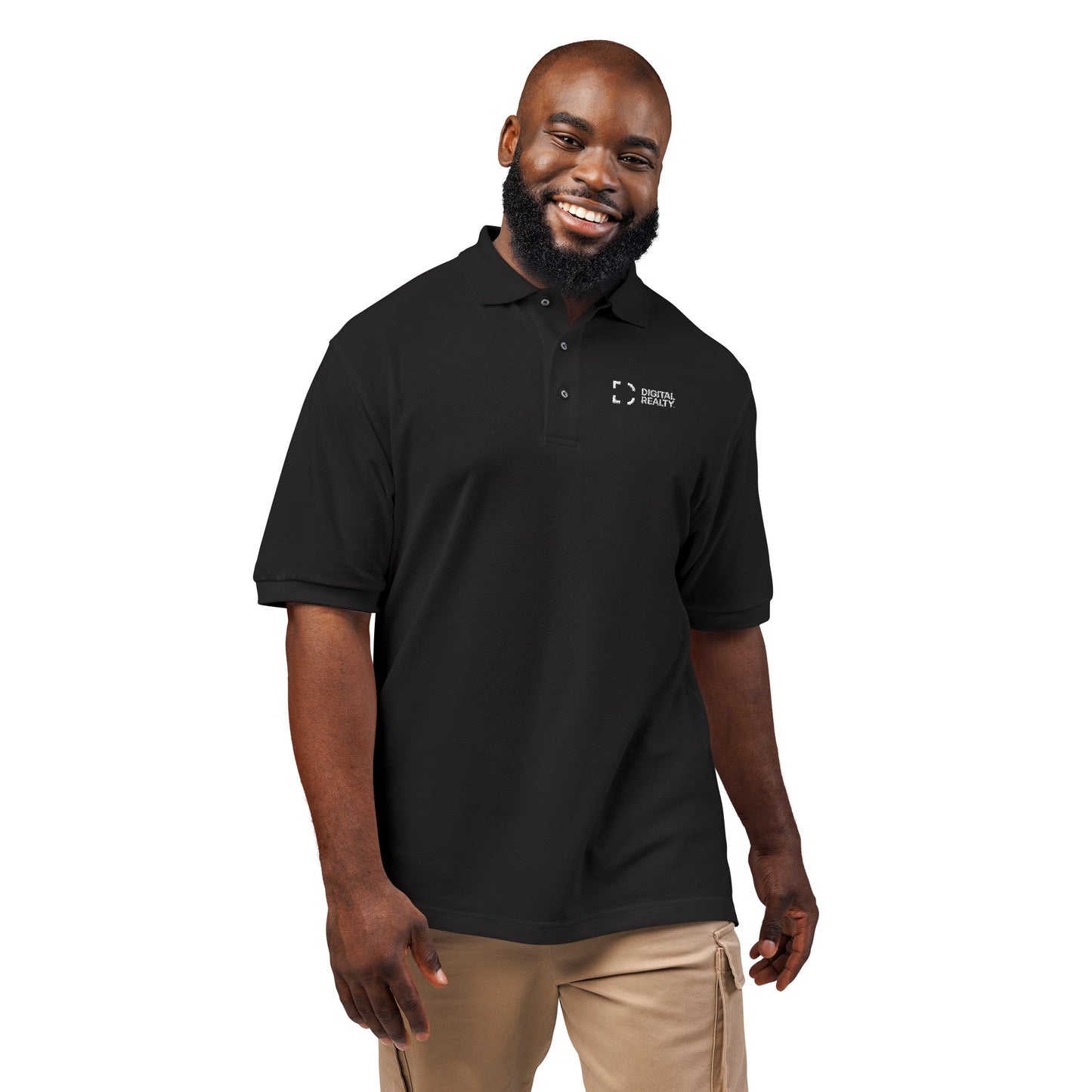 DLR Unisex Embroidered Logo Polo in Black