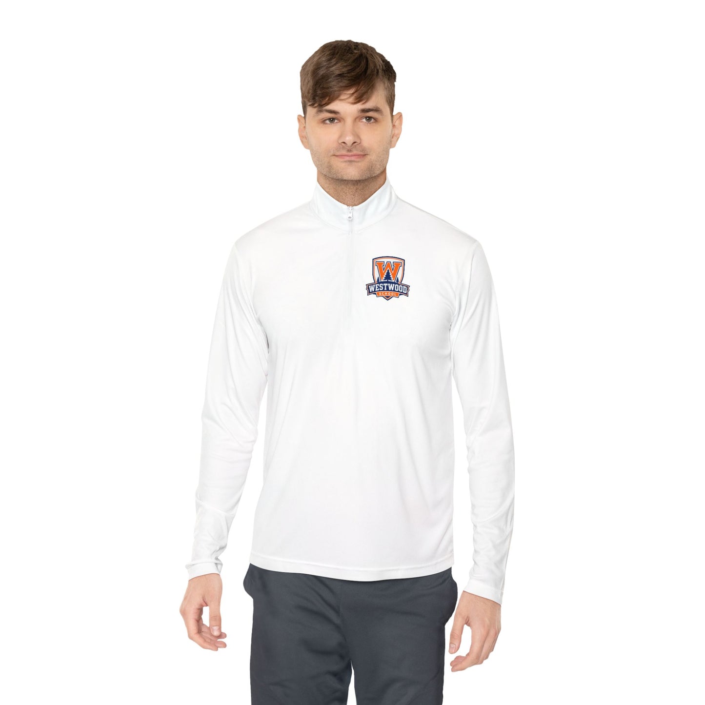 Quarter-Zip Pullover — White Small Chest 'W Wildcats' Logo