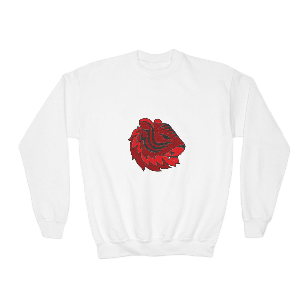Sunny Hill Elementary Youth Crewneck Sweatshirt — Red Tiger Mascot