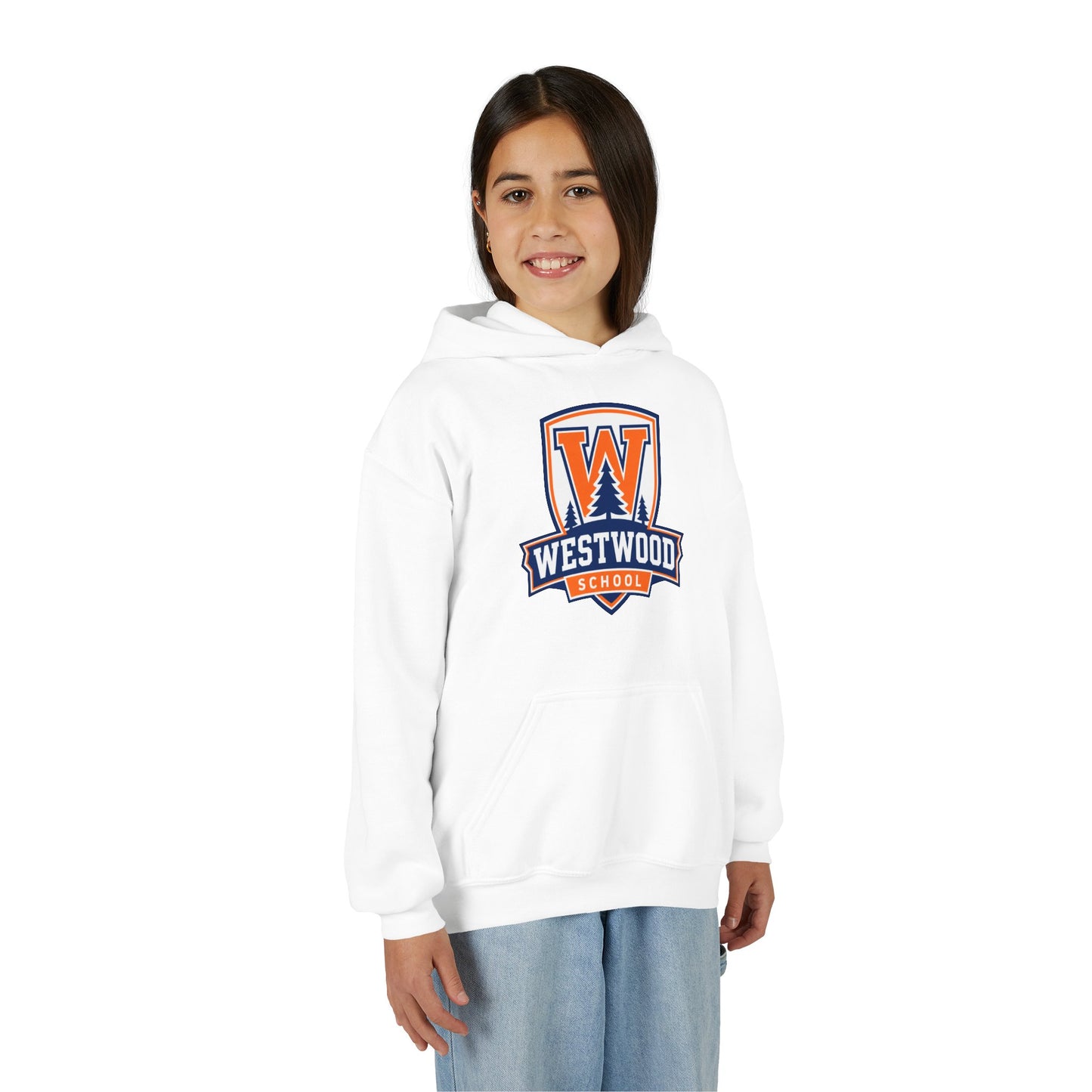 Youth Hoodie — Westwood School Orange & Navy Logo Sweatshirt