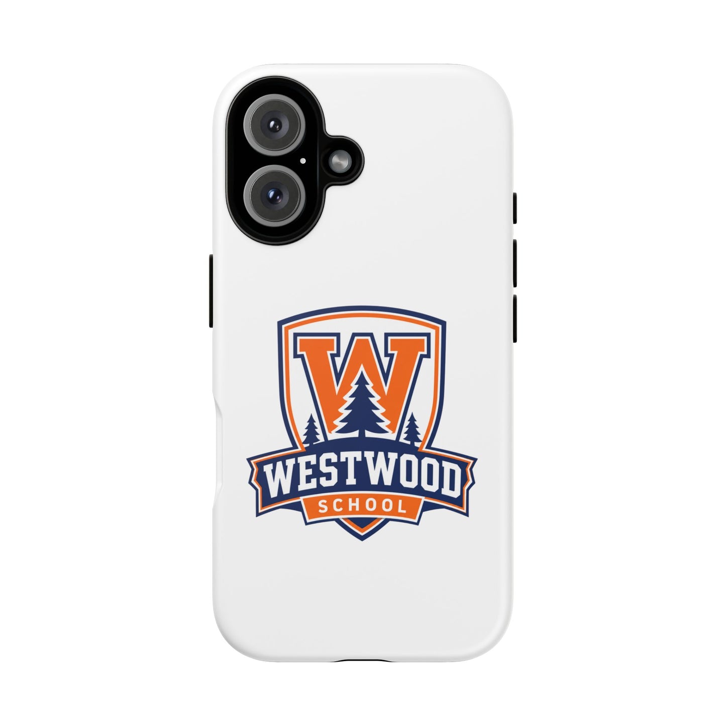 Westwood School Phone Case — Protective White Tough Case with Orange W Crest