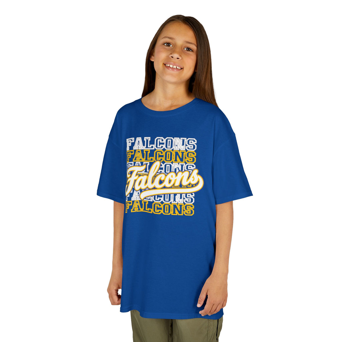 Falcons On Repeat Parker Junior High Kids Tshirt - Blue