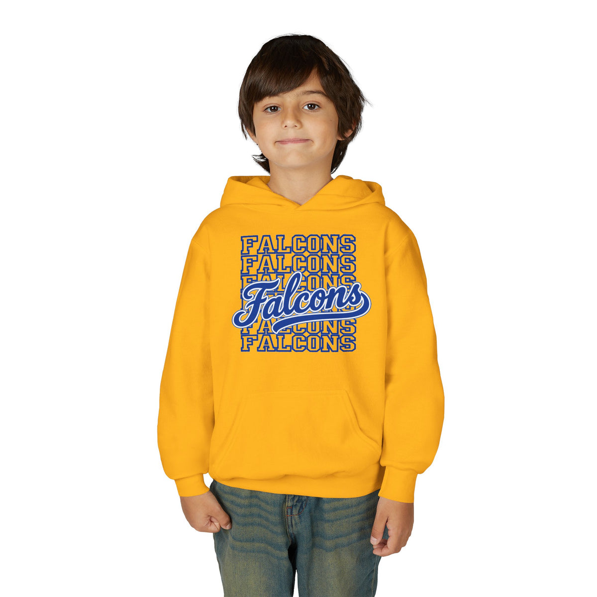 Falcons On Repeat Parker Junior High Youth Hoodie - Gold