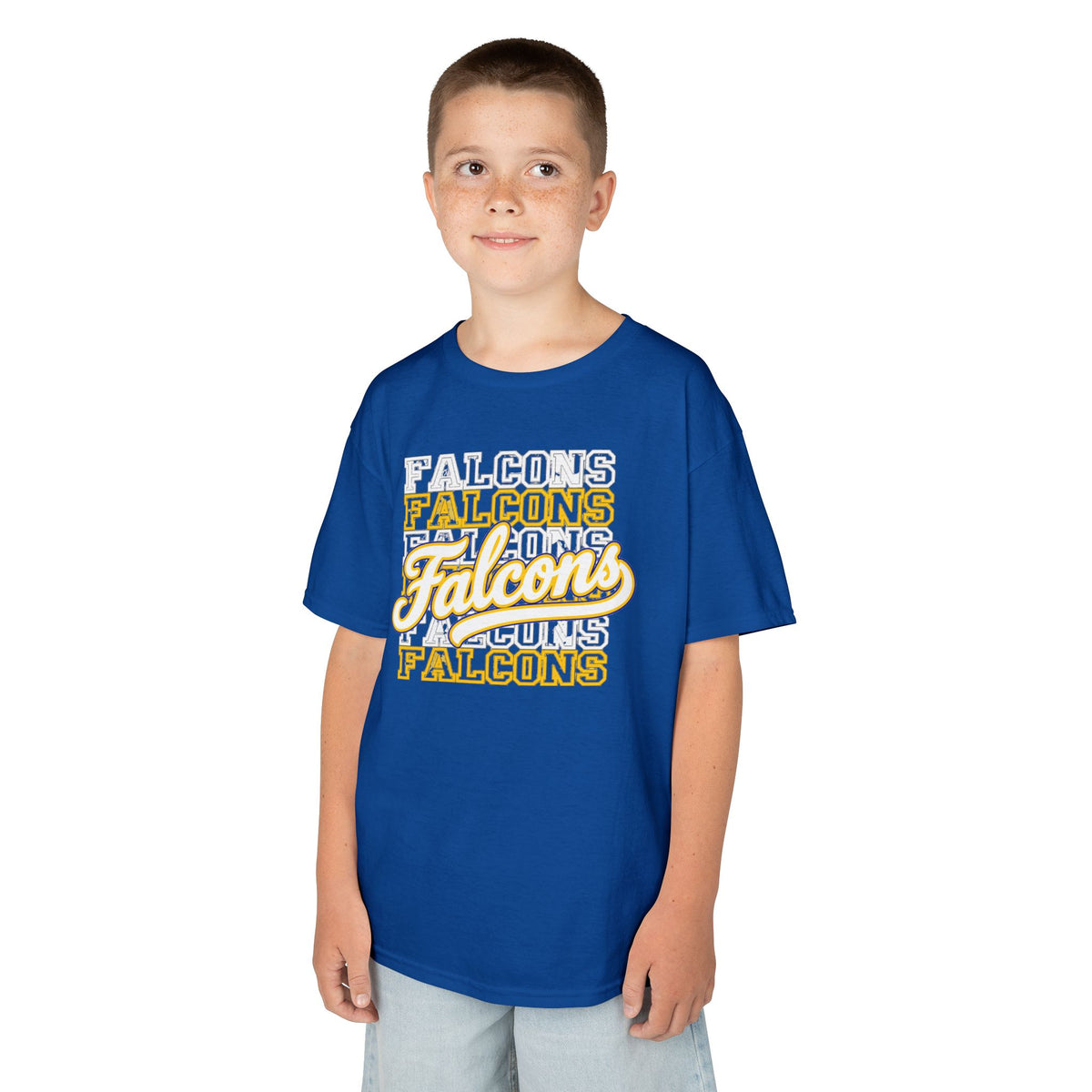 Falcons On Repeat Parker Junior High Kids Tshirt - Blue