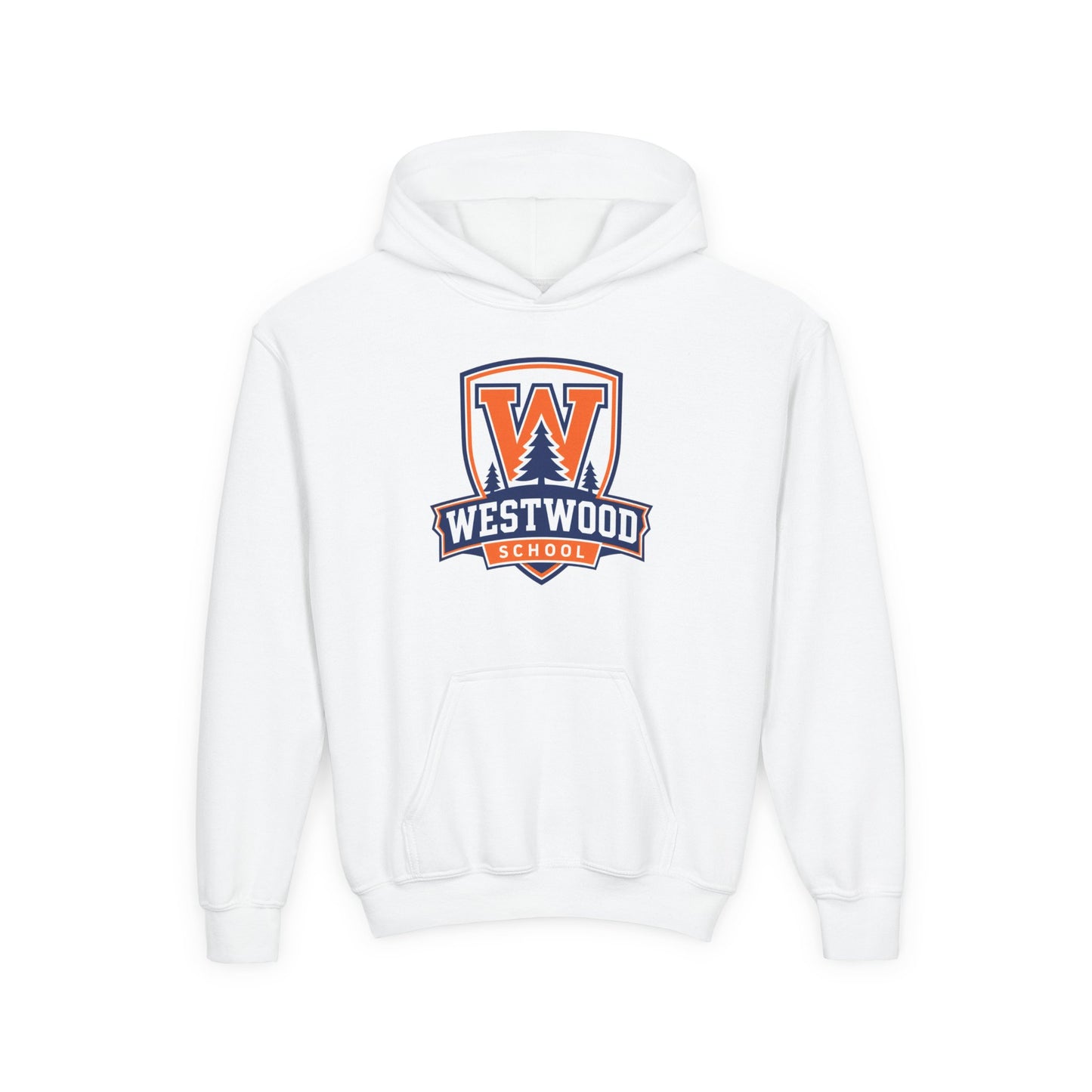 Youth Hoodie — Westwood School Orange & Navy Logo Sweatshirt