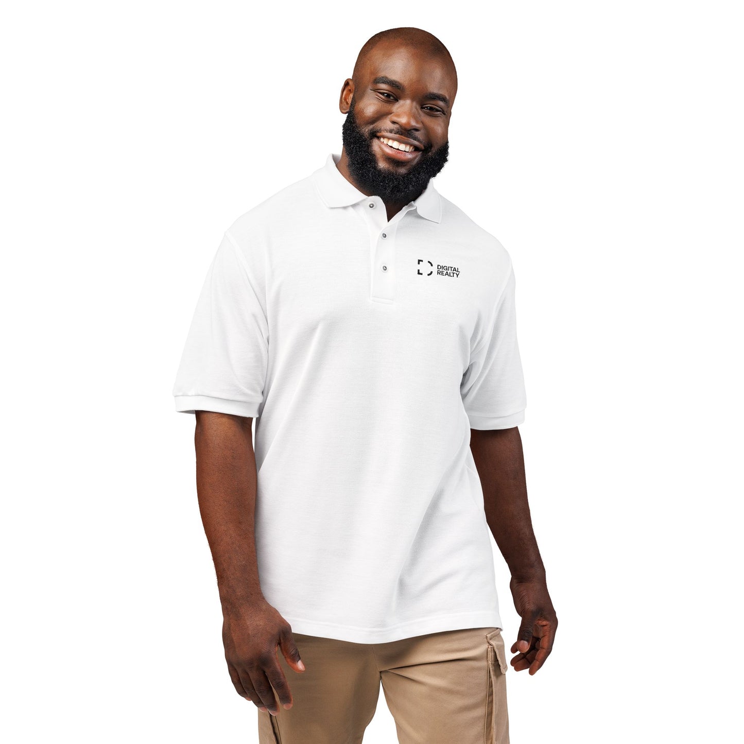 DLR Unisex Embroidered Logo Polo in White