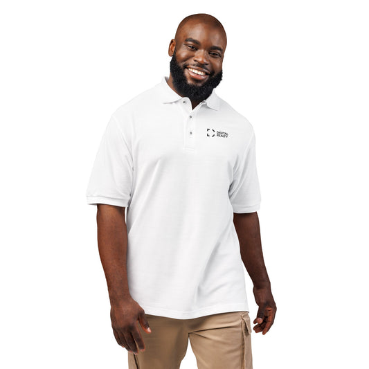 DLR Unisex Embroidered Logo Polo in White