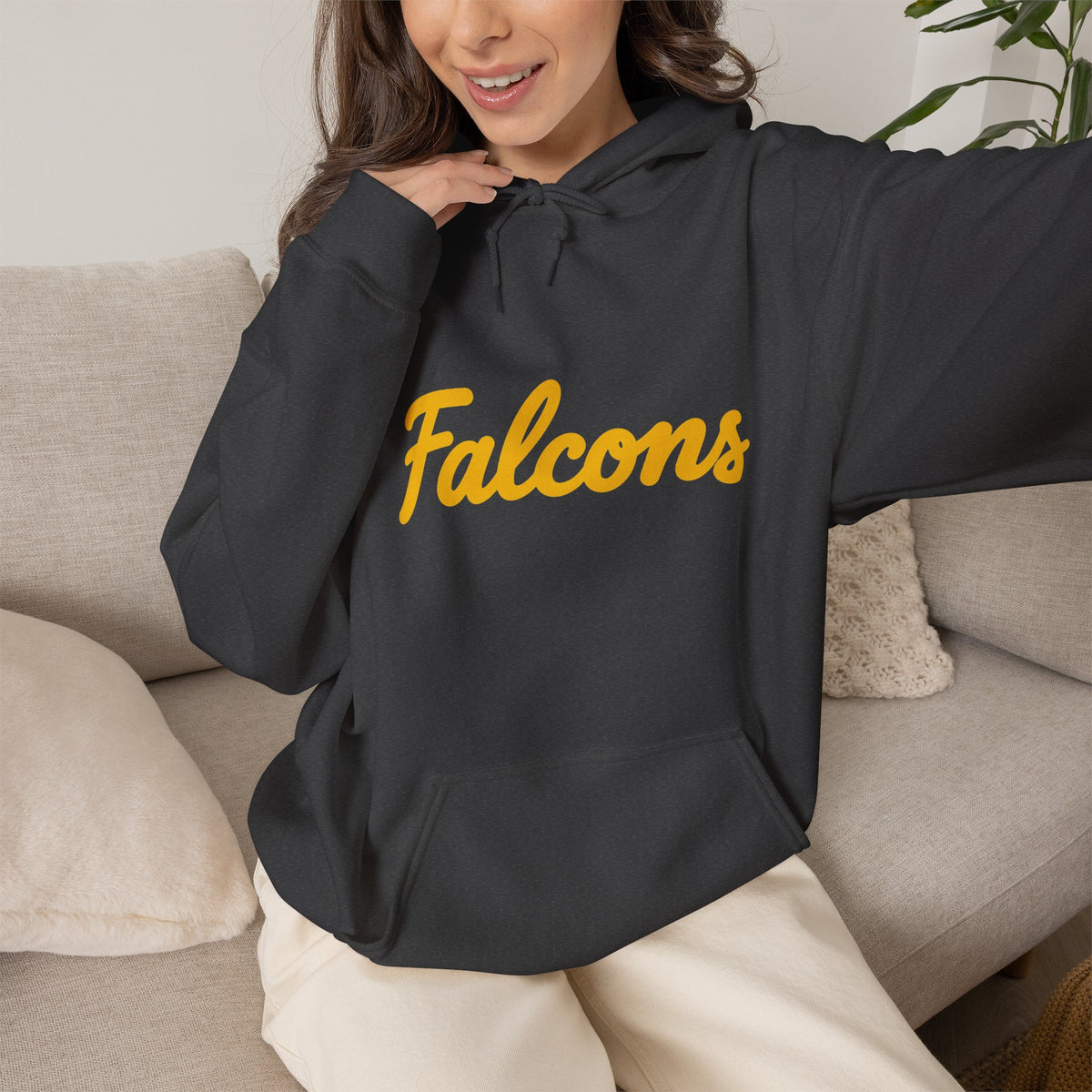 Adult Falcons Script Hoodie - Retro Pullover