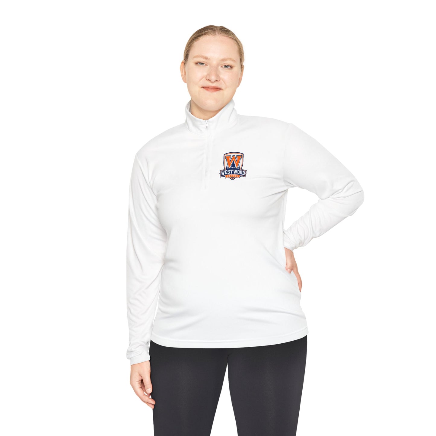 Quarter-Zip Pullover — White Small Chest 'W Wildcats' Logo