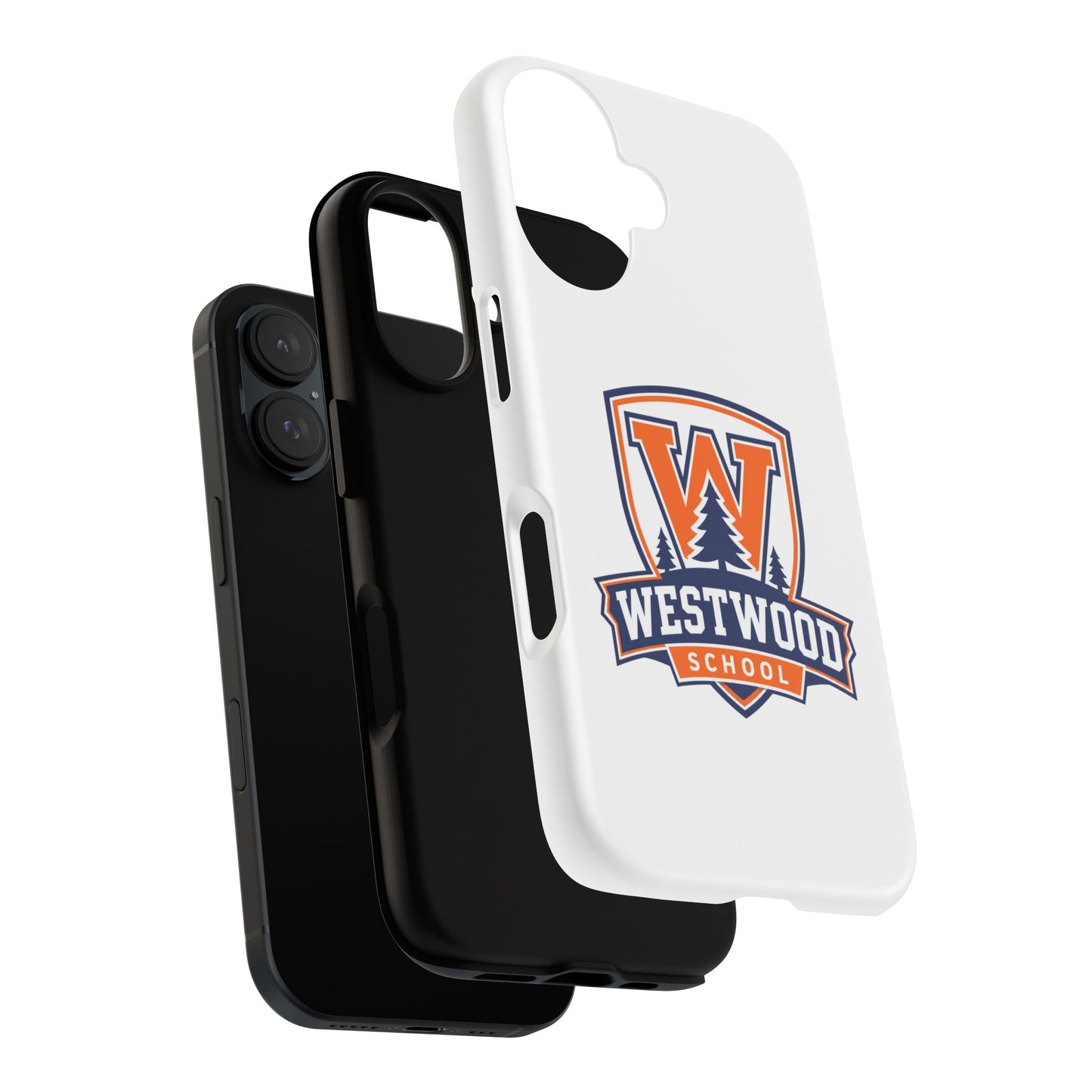 Westwood School Phone Case — Protective White Tough Case with Orange W Crest