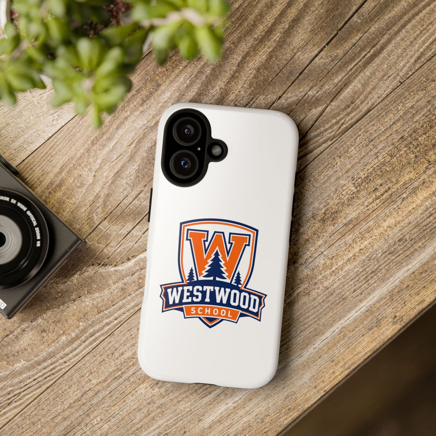 Westwood School Phone Case — Protective White Tough Case with Orange W Crest