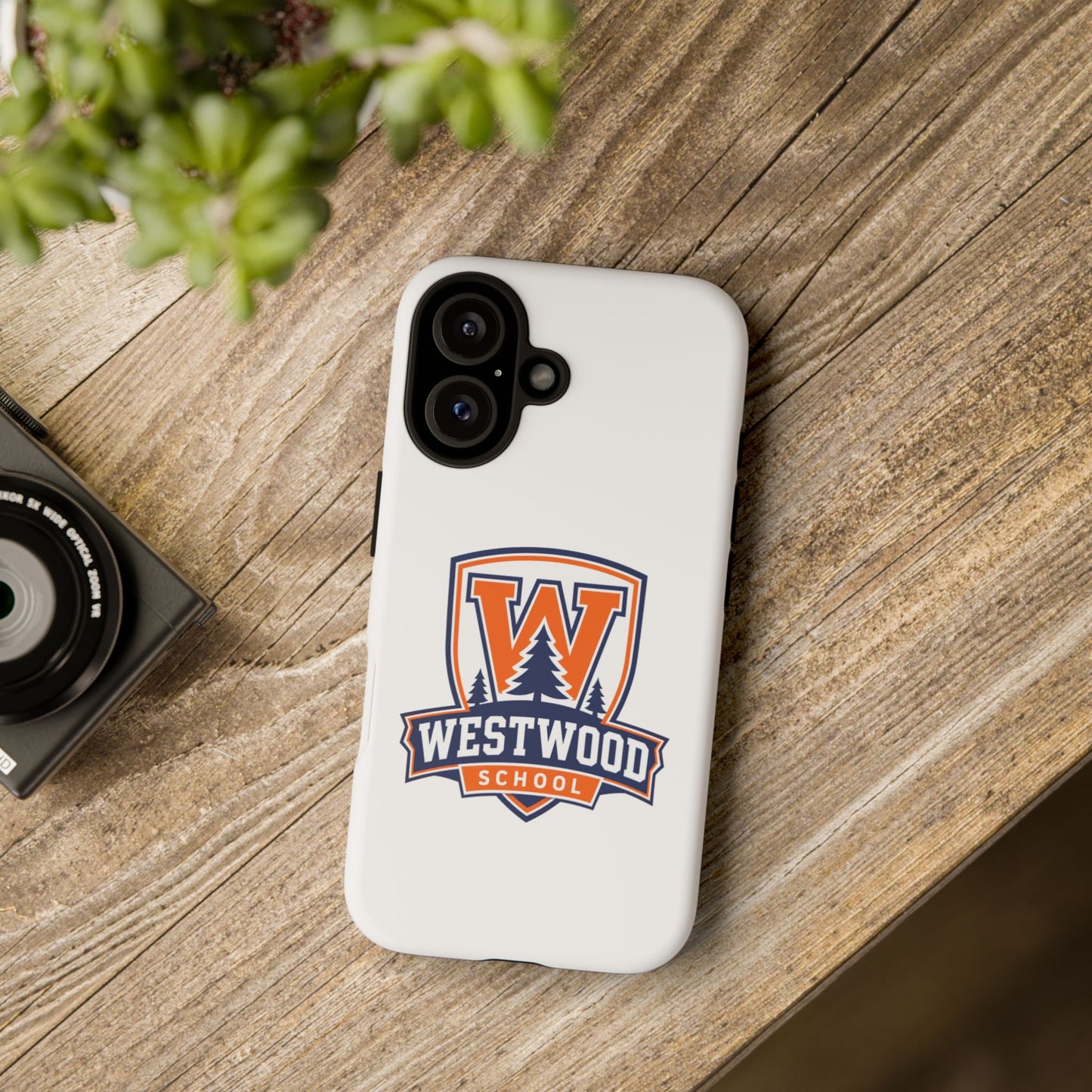 Westwood School Phone Case — Protective White Tough Case with Orange W Crest