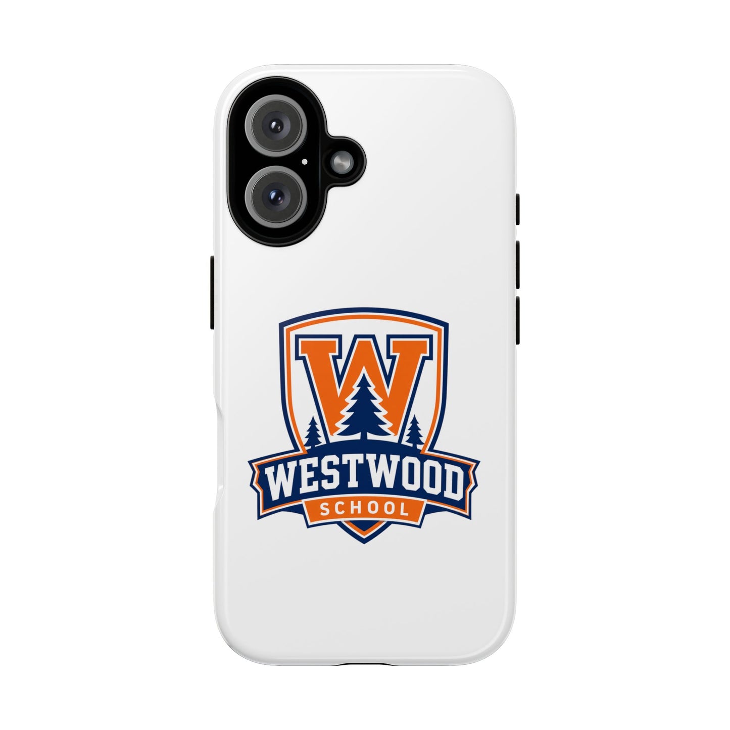 Westwood School Phone Case — Protective White Tough Case with Orange W Crest