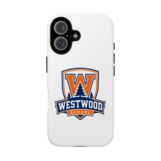 Westwood School Phone Case — Protective White Tough Case with Orange W Crest
